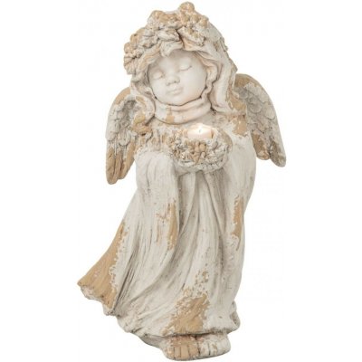 Béžová antik venkovní dekorace Angel na svíčku – 32*28*60 cm - J-Line by Jolipa – Hledejceny.cz