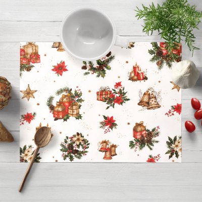 Biante Vánoční bavlna prostírání Sandra SA-515 Vánoční hvězdy a ozdoby na bílém 30x40cm – Zboží Mobilmania