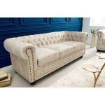 LuxD Designová trojsedačka Chesterfield 200 cm šampaňský samet – Hledejceny.cz
