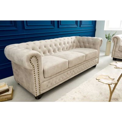 LuxD Designová trojsedačka Chesterfield 200 cm šampaňský samet – Hledejceny.cz