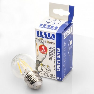 Tesla LED žárovka CRYSTAL RETRO miniglobe E27 4W 230V 470lm 10 000h 2700K teplá bílá 360° – Zboží Mobilmania