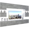 Obývací stěna Belini Premium Full Version šedý antracit Glamour Wood+ LED osvětlení Nexum 49