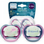 Avent Philips šidítko ultra air 376/12 Nighttime girl BPA free 2Pack – Zboží Dáma