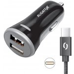 Aligator CL adaptér 3.4A, 2xUSB + USB-C kabel CHS0008