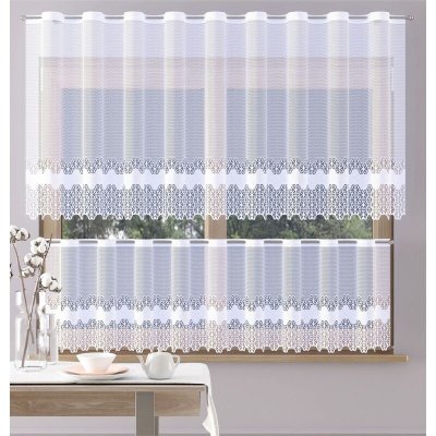 Záclona žakárová, Emily vitrážka metráž, bílá 70 cm – Sleviste.cz