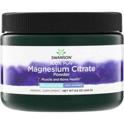Swanson Magnesium Citrate 100% Pure Powder Hořčík v prášku 244 g – Hledejceny.cz