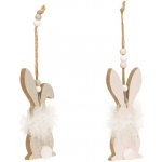 Textilomanie Závěsný dřevěný zajíček FLUFFY BUNNY 12 cm více variant – Zboží Dáma