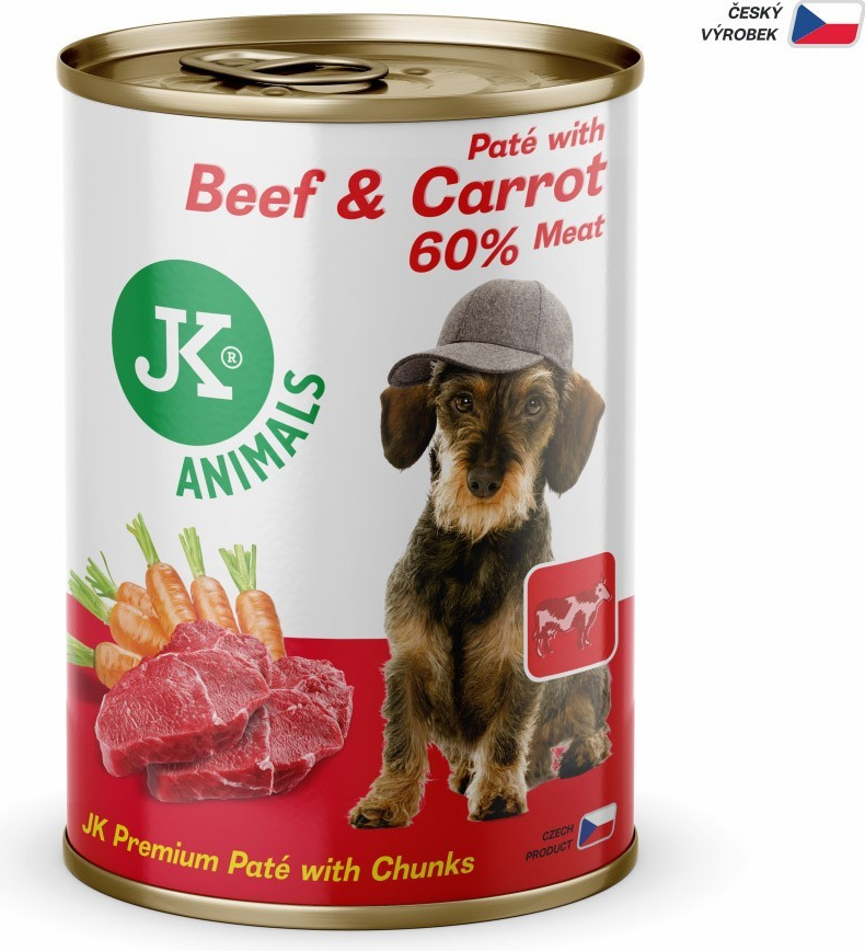 JK Animals Beef & Carrot Premium Paté with Chunks superprémiová masová 400 g