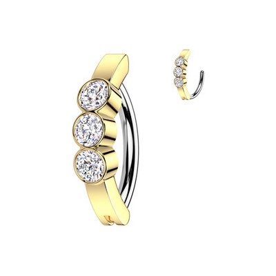 Šperky4U zlacený piercing do pupíku se zirkony WP0094-GD – Zboží Mobilmania