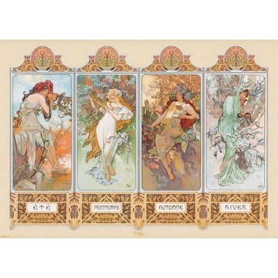 Plakát, Obraz - Alfons Mucha - Four Seasons, 91.5 × 61 cm – Zboží Mobilmania