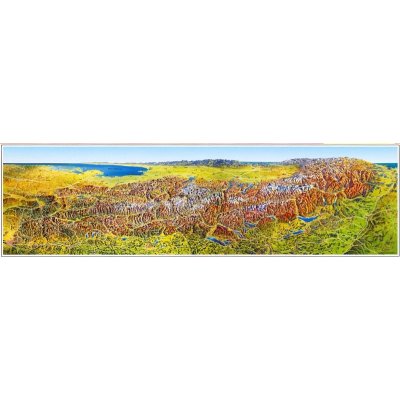 Alpy - velká panoramatická mapa 215 x 60 cm, lamino + černý hliníkový rám – Zboží Dáma