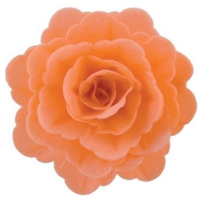 Dekorace oplatková - Růže velká 55 mm, oranžová, 3 ks