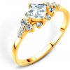 Prsteny Savicki zásnubní prsten žluté zlato bílý safír diamanty ZS16 BSZ Z