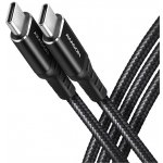 Axagon BUCM-CM10AB HQ USB-C USB-C, USB 2.0, PD 60W 3A, ALU, oplet, 1m, černý – Zboží Mobilmania