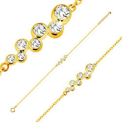 Šperky eshop zlatý kulaté čiré zirkony v objímkách blýskavý řetízek GG137.31 – Zboží Mobilmania