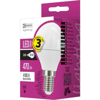 Emos LED žárovka Classic Mini Globe 6W E14 Neutrální bílá