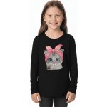 divčí tričko s kočkou ZIMA26 Černá – Sleviste.cz