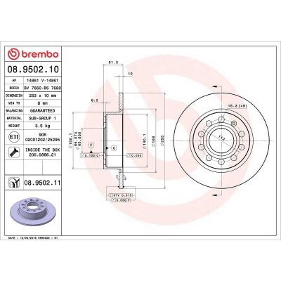 Brzdový kotouč BREMBO 08.9502.11 – Hledejceny.cz