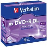 Verbatim DVD+R DL, 8,5GB 8x, AZO, jewel, 5ks (43541) – Zboží Živě