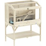 PawHut Dřevěná klec pro křečky přírodní 115 x 69,5 x 79 cm – Hledejceny.cz