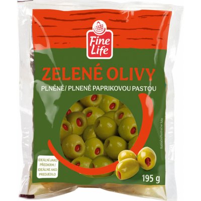 Fine Life Olivy zelené s paprikovou pastou 195 g – Zboží Dáma