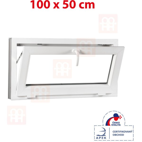 okno OKNA HNED 100x50 cm (1000x500 mm) bílé sklopné