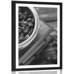 Plakát s paspartou vintage mlýnek na kávu v černobílém provedení - 40x60 black – Hledejceny.cz