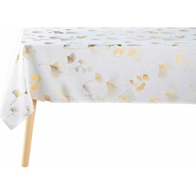 Douceur d'intérieur Obdélnikový ubrus BLOOMY bílý zlatý japonský ginkgo 150x300cm – Zboží Mobilmania