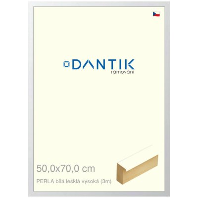 DANTIK rámeček 50x70 | PERLA bílá lesklá vysoká (Plexi Čiré) – Zboží Živě