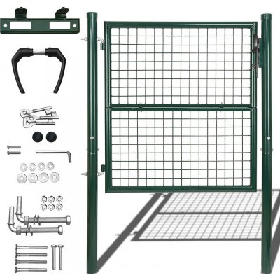 EINFEBEN 150x100cm zahradní brána zahradní brána drátěné pletivo jednoduchá brána zahradní brána plotová brána zahradní brána brána do dvora kompletní se sloupkem pozinkované EP potažené tmavě zelenou – Hledejceny.cz