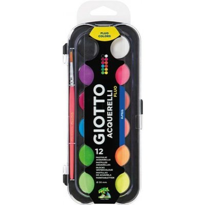 Giotto vodové barvy Aquarelli 30 mm fluorescenční barvy 12 ks 3514 00 – Hledejceny.cz