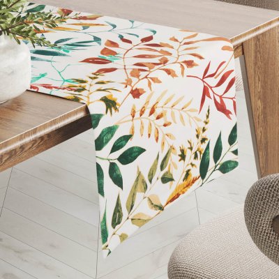 Biante bavlna běhoun Sandra SA-712 Podzimní větvičky s listy na bílém 45x140 cm – Zboží Dáma