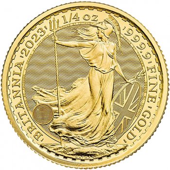 The Royal Mint zlatá mince Gold Britannia Král Charles III Royal Mint 2023 1/4 oz