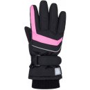 Loap Rulik dívčí zimní lyžařské rukavice černé růžovou