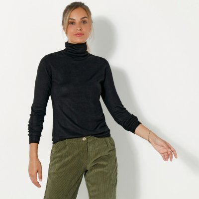Blancheporte Pulovr s rolákem, kašmírový na dotek černá – Zboží Mobilmania