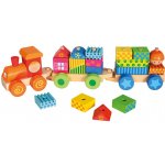 Bino Vlak s domečky dřevo 21 dílků – Zboží Dáma