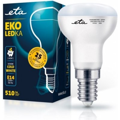 Eta EKO LEDka reflektor 6W, E14, studená bílá ETAR50W6CW01 – Hledejceny.cz