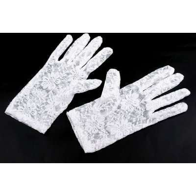 Společenské rukavice krajkové 12 pár 2 bílá