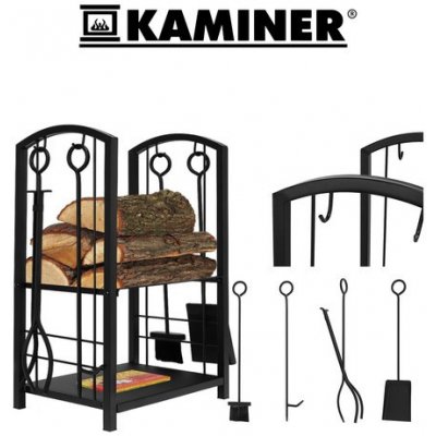 Kaminer PK011 Koš na dřevo a krbové nářadí 30 × 40 × 73 cm – Zboží Dáma