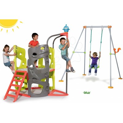 Smoby Set preliezačka Multi-Activity Tower na šplhanie so šmykľavkou+hojdačka s kovovou konštrukciou výška 180 cm SM840201-1 – Zboží Mobilmania