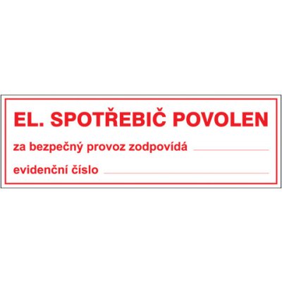 Značka Elektrický spotřebič povolen, samolepicí fólie, 100 × 300 mm – Hledejceny.cz