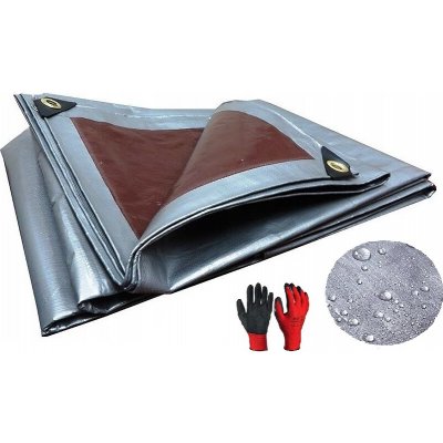 ShopJK krycí plachta STŘÍBRNO HNĚDÁ 4 x 8 M 210 g/m² – HobbyKompas.cz