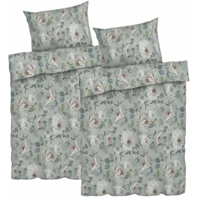 Livarno home povlečení Renforcé květiny velká zelená 140x200 70x90 – Zboží Mobilmania