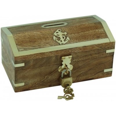 SEA CLUB Dřevěná truhla pokladnička s kotvou 14,5 cm 9547 – Zboží Mobilmania