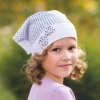 Dětský šátek Bavlněný šátek s úpletem a aplikací mašle puntík bílo šedá