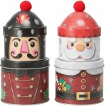 Sada 2 ks vánočních patrových dóz Santa a Louskáček 22 cm, H&L – Hledejceny.cz