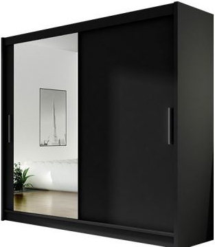 Kapol Bega VI 180 cm s velkým zrcadlem a posuvnými dveřmi Matná černá