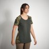Army a lovecké tričko a košile Tričko Solognac Dámské bavlněné s krátkým rukávem 300 zelené