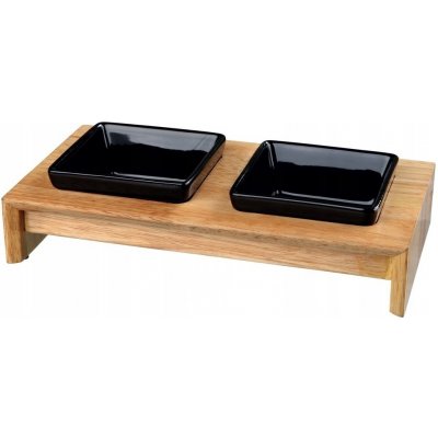 Trixie Set keramických misek PRO KOČKY A MALÉ PSY v dřevěném stojánku 2 x 0,2 l 10 cm – Zboží Dáma