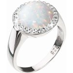 Stříbrný prsten se syntetickým opálem a krystaly Preciosa bílý 35060.1 – Zboží Mobilmania